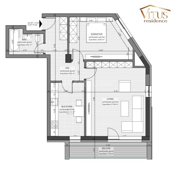 Apartament generos 68 mp + 8 mp balcon *zona M.Viteazu - 2