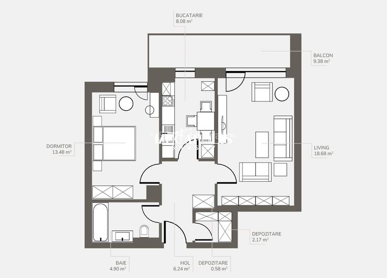Apartament Premium | 2 camere | Bartolomeu | 54 MP - 2