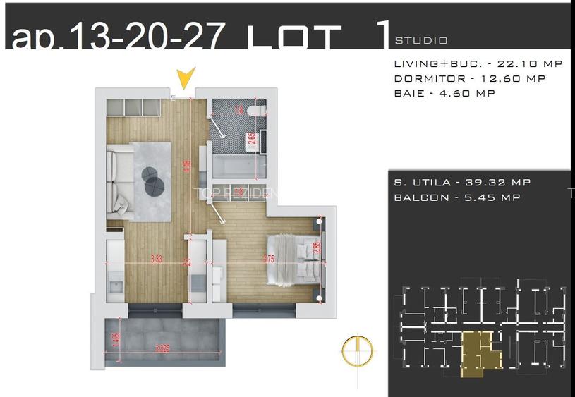 Ap. 2cam. living open-space in bloc p+3 / pallady. comision 0%! - 2