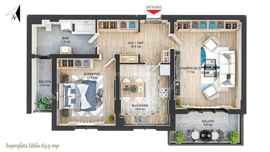 Apartament intabulat cu 2 camere si 2 balcoane zona Rahovei - 8