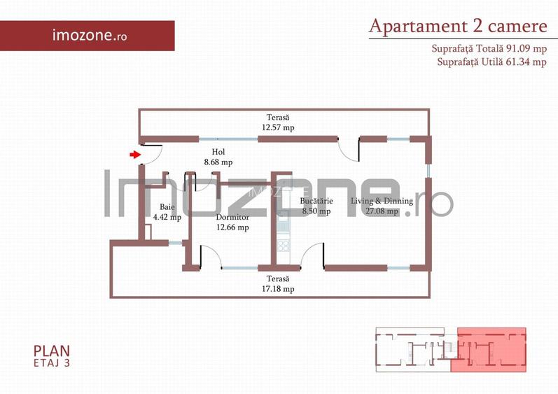 2 cam, terasa 29 m,  et. 3, FINISAT MODERN,  COMISION 0, incalzire in pardoseala - 8