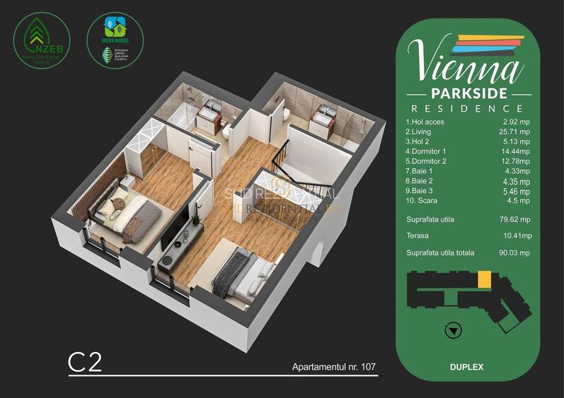 Apartament tip duplex, 3 camere, finisaje noi -zona Parc Tudor Arghezi - 2