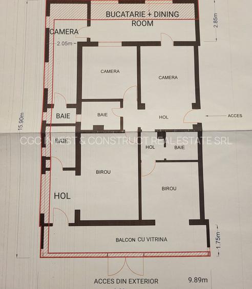 Spatiu de Birouri-Acces pietonal-Spitalul Judetean-5 Camere-Vitrina 12 M- 131 MP - 22