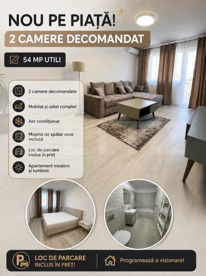 Apartament 2 camere decomandat de vânzare | Mobilat și utilat | Parcare inclusa