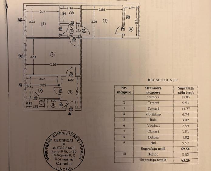 Vanzare-3 camere-Dr Taberei-Tg Neamt-3/4-sdec-bl 78-termopan-124000 E