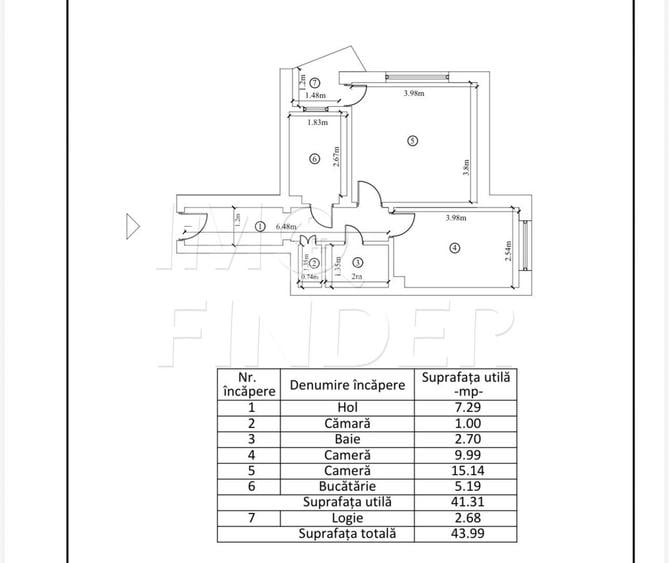 Apartament 2 camere decomandate, 42 mp, etaj 8/10, zona La Terenuri – Manastur - 9