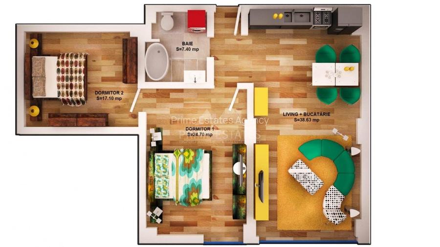 Inchiriere apartament 2 camere, cu parcare in Rin Nord, Otopeni - 2