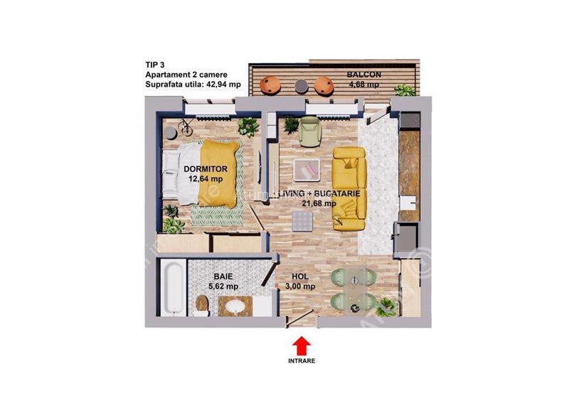 Apartament cu 2 camere de inchiriat in zona Selimbar Vasile Aaron - 5