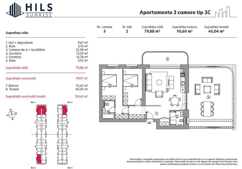 Apartament cu 3 camere | Tip 3C | HILS Sunrise | Pre-certificare GREEN Homes - 1