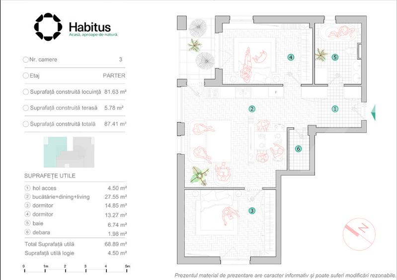 Apartament 3 camere, 68.89 mp, Habitus Oasului, Exclusivitate