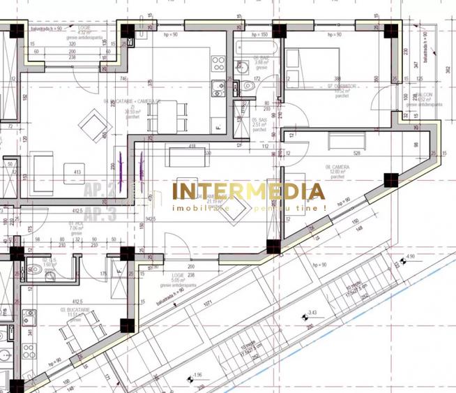Apartament 3 camere, Bloc Nou, Zona Cetate, 74 MP + 2 Balcoane