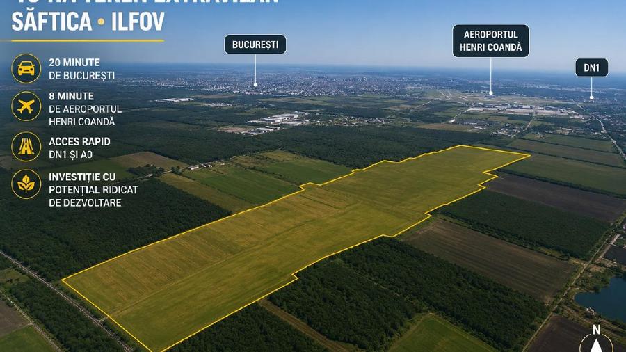 SAFTICA Teren intravilan 40 HECTARE.