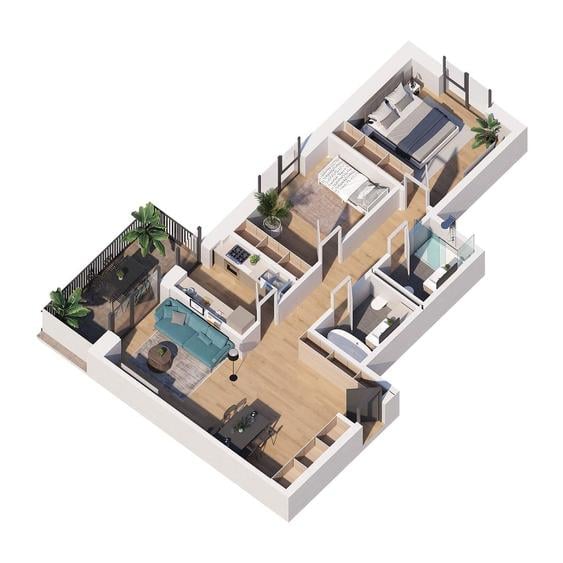Apartament spatios 3 camere cu balcoane