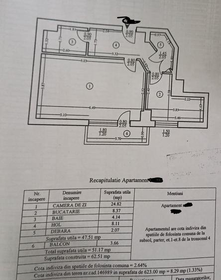 Apartament cu 1 camera decomandat, se poate transforma in 2 camere dec, zona Cug