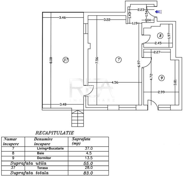2 camere curte si terasa 102 mp Ultracentral - 10