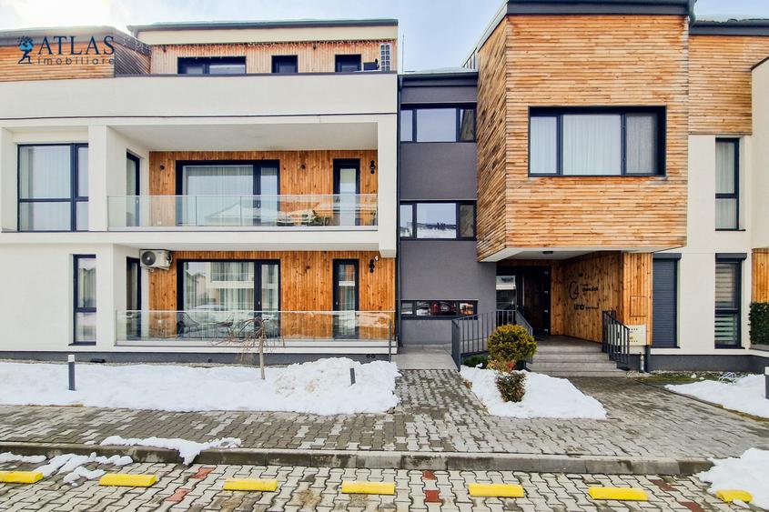 Parter in bloc tip vila, 65 mp.,Uno Residence, parcare, boxa, amenajat cu stil.