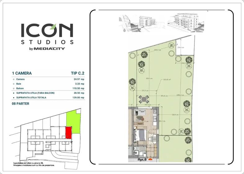 Garsonieră de vânzare în ansamblul ICON Studios
