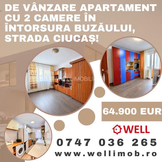 De vânzare apartament cu 2 camere în Întorsura Buzăului, strada Ciucaș!