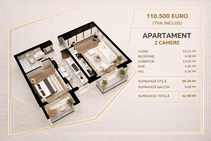 COMISION 0% | Apartament 2 camere decomandat | 63 mp | Direct dezvoltator - 1