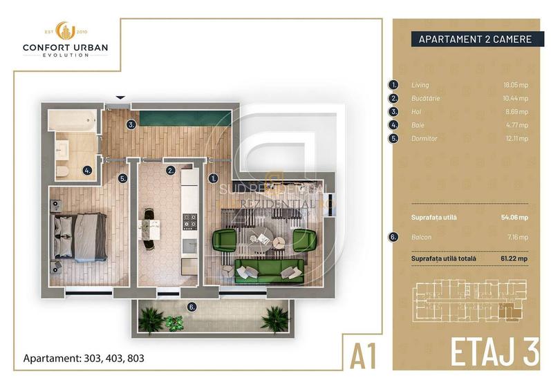 Apartament decomandat cu 2 camere, proiect rezidential modern, Rahova - 7