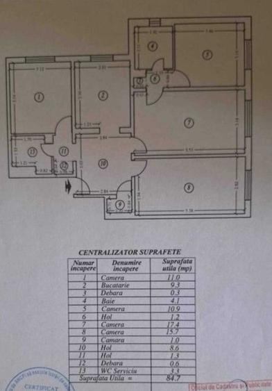 Apartament 4 camere-semidecomandat  -zona Lujerului