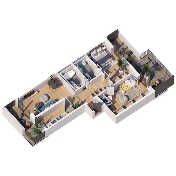 Apartament cu 3 camere spatios 87,5mp utili - 2