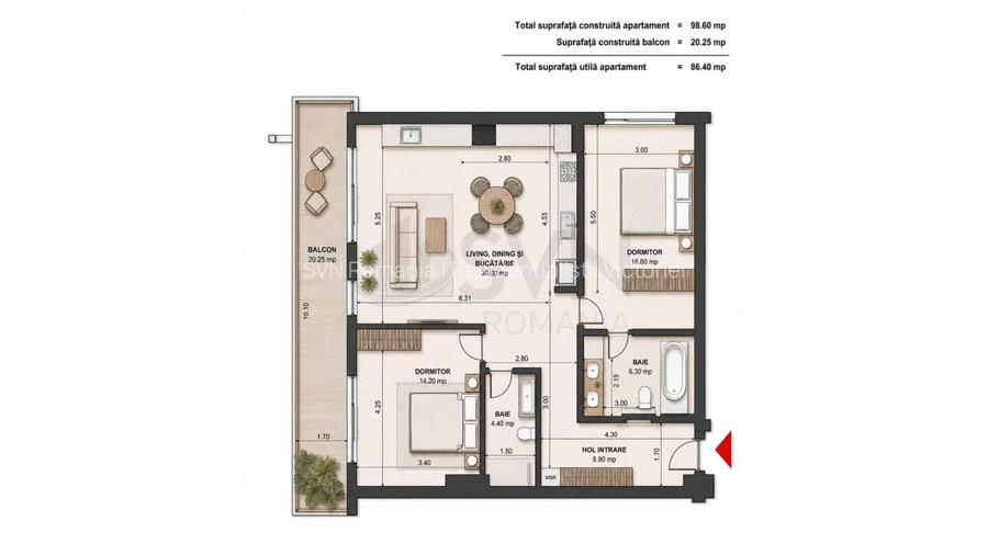 REA1028156 Apartamente 3 camere Aviatiei - 2