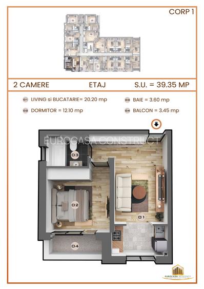 Studio de vanzare, complex Eurocasa Residence, comision 0% - 2
