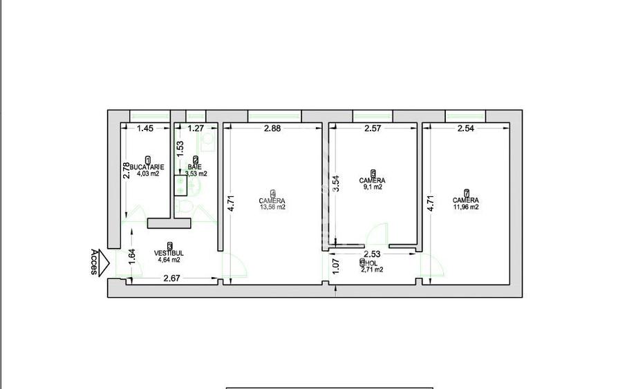 Apartament 3 camere de vanzare, parter, zona Dacia, Timisoara - 12