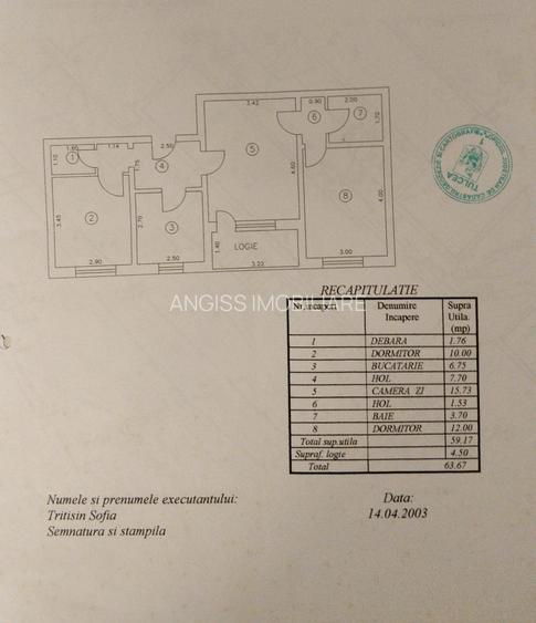 Apartament 3 camere cartier VEST - 64mp - 10