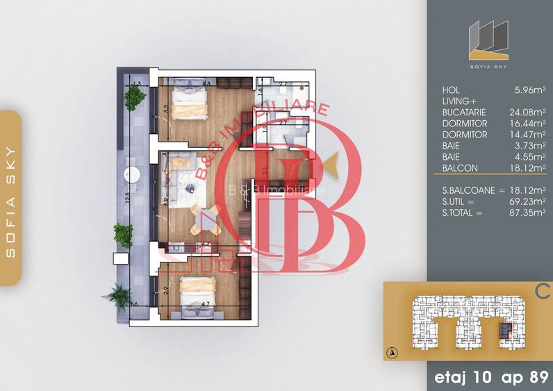 Apartament 3 camere cu 2 bai Finalizat 7 min Metrou Teclu - 2