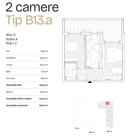 Apartament cu 2 camere tip B13 | PRIMA ASTERA | FAZA II - 1
