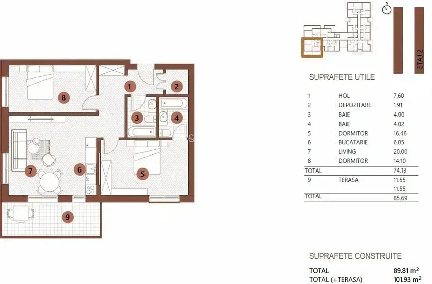 3 Camere | Parcul Verdi | Terasă 11 mp | Bloc Boutique - 12