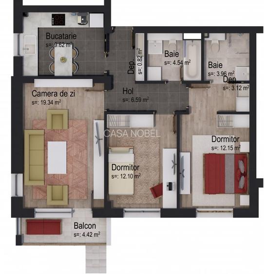 Apartament 3 camere în clădire cu 4 etaje - Rainbow - 3