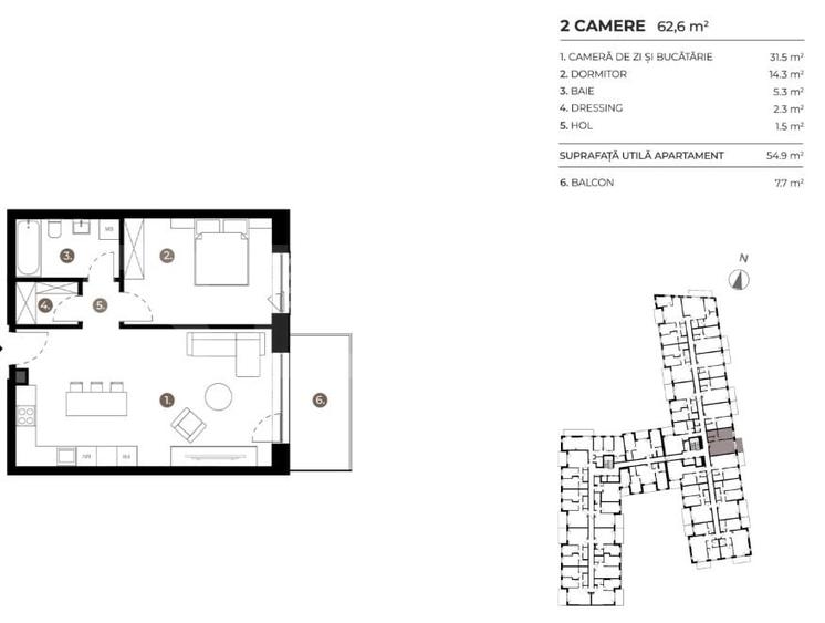 OPORTUNITATE! APARTAMENT 2 CAMERE, ETAJ INTERMEDIAR, ERA HEXAGON  - 2