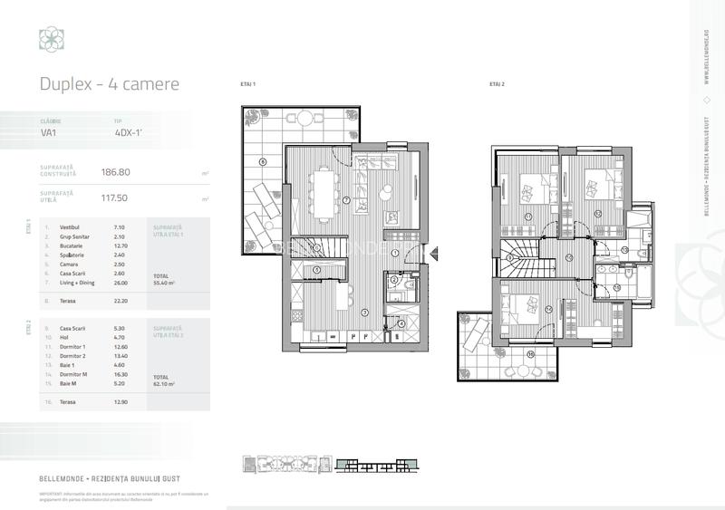 118 mp utili -Apartament de 4 camere tip duplex-Bellemonde - 17