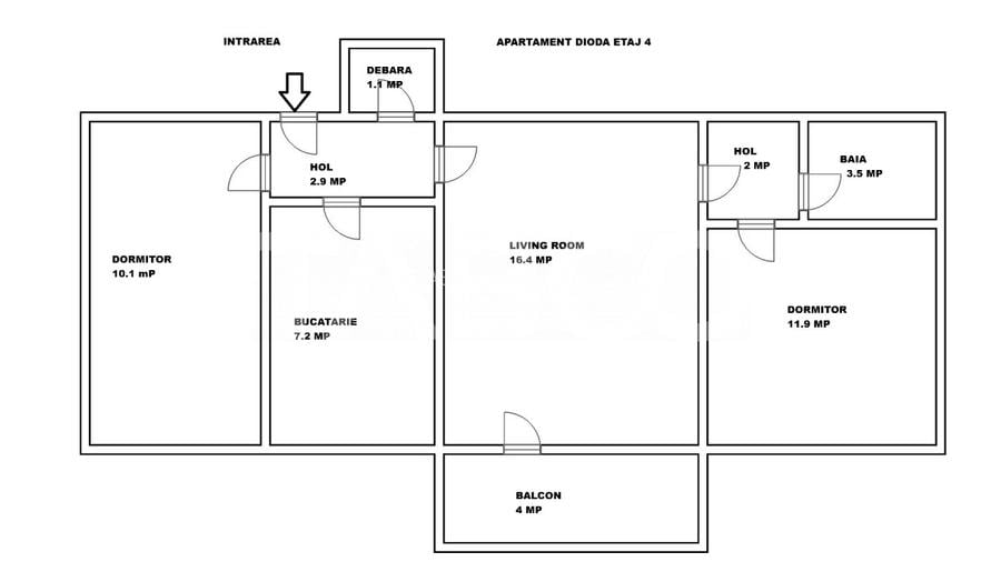 Apartament de vanzare zona Dioda cu 3 camere si balcon - 1