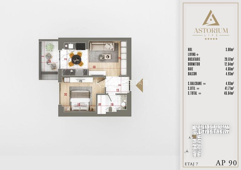 Apart 2 camere 47mp FINALIZAT Astorium Life Pallady Cladirea A - 2