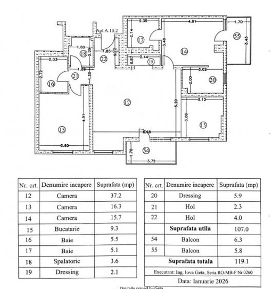 0% | Penthouse 3 camere NOU, decomandat, 119 mp, 2 balcoane  | Atrium - Sișești - 11