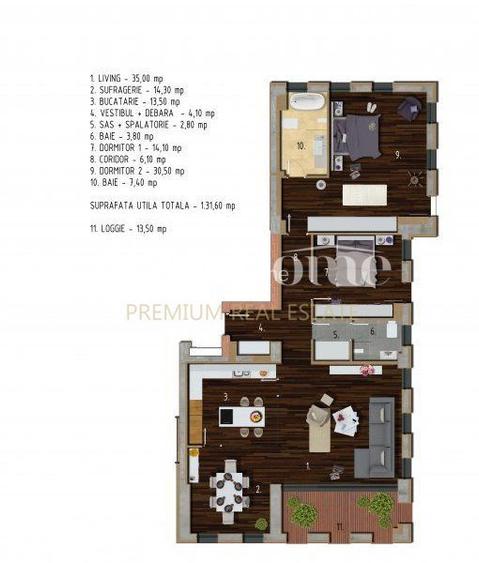 Apartament nou, lux, 3 camere, mobilat modern, 150mp terasa, 2 locuri parcare - 1