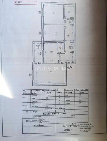 3 Camere 72mp Etajul 2/4 Zona Canta - Profi / 2 bai / 12min de Copou / UMF - 6