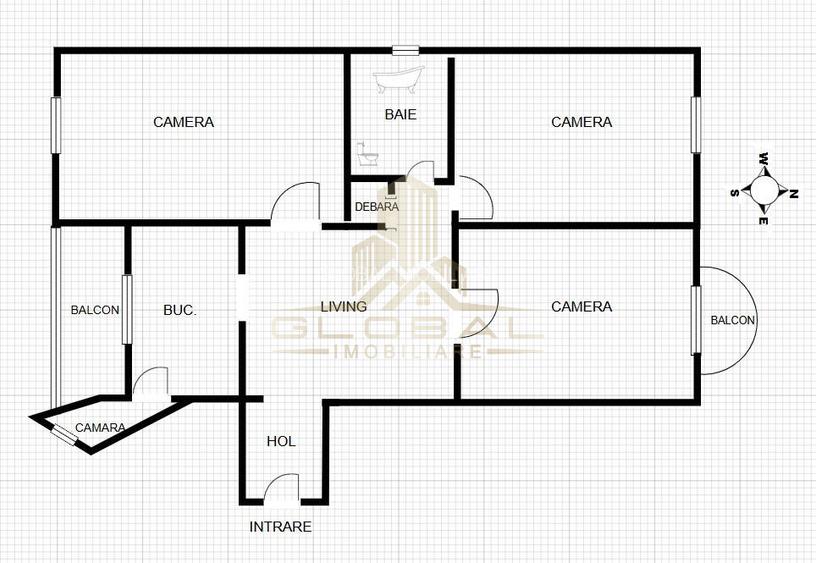 4 camere, 76 mp,  2 balcoane, zona Piata-Marasti, Marasti - 7