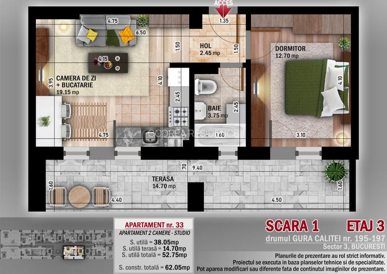 apartament 2 camere studio finalizat incalzire pardoseala langa parc si metrou - 1