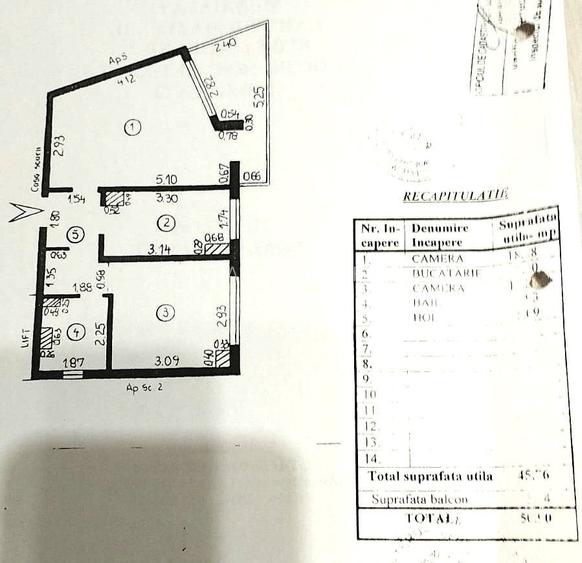 Apartament cu 2 camere decomandate, Mazepa – Etaj 2 - 5