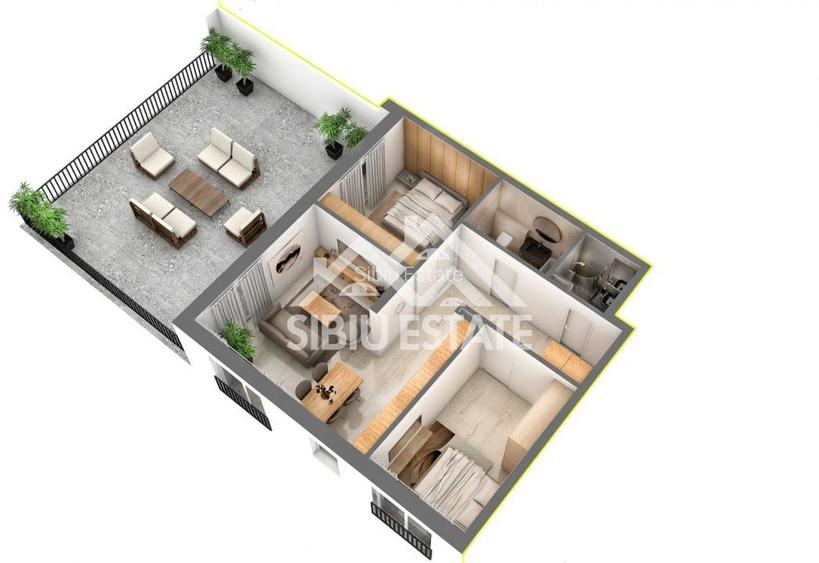 Apartament Penthouse 3 Camere, Finisat, Parcare Interioara,Comision 0 - 2