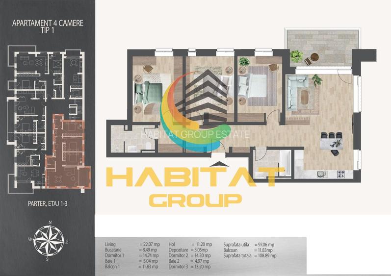Pallady  4 camere 97 mp + terasa 12 mp 8 min. metrou N.Teclu - 2
