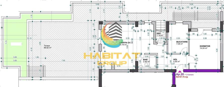 Pallady 2 camere 58 mp + terasa 180 mp  12 min. metrou Teclu - 2