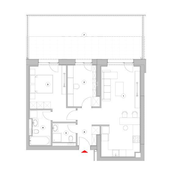 Apartament cu 2 camere + birou cu grădină - Tip 3D - 1