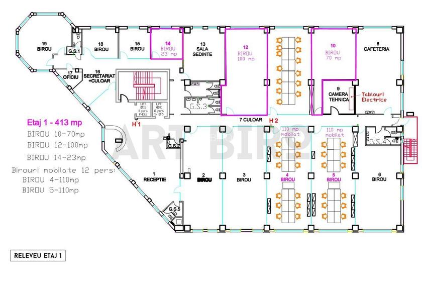 Zero comision, 110-320mp birou mobilat Aviatiei parcare, 8 minute [M] - 2