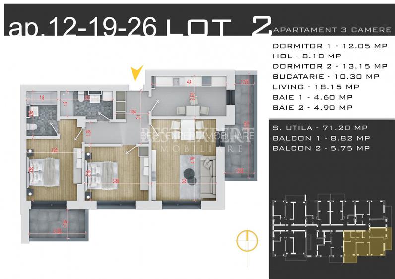 3 Camere Bloc Intim Incalzire Pardoseala/Credit Ipotecar 15% - 5